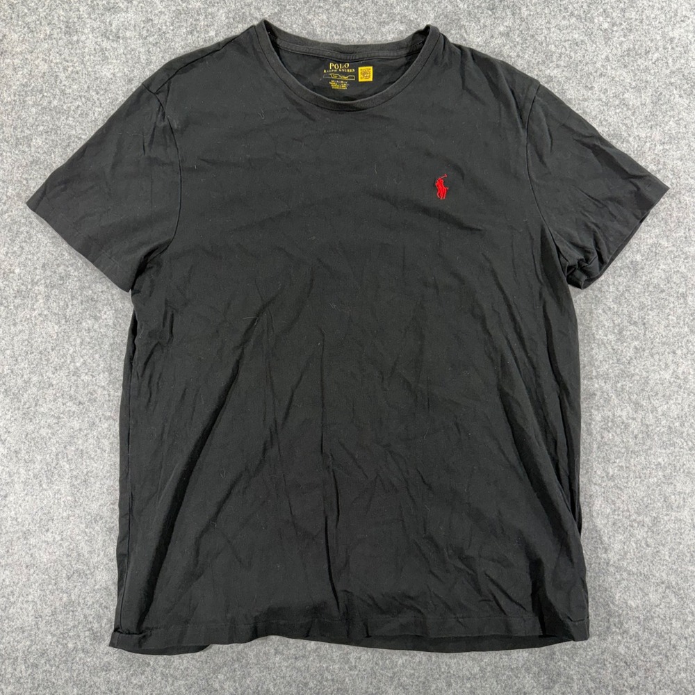 Polo Ralph Lauren Mens T-Shirt Black Red‎ Pony Logo Crew Neck Short Sleeve XL
